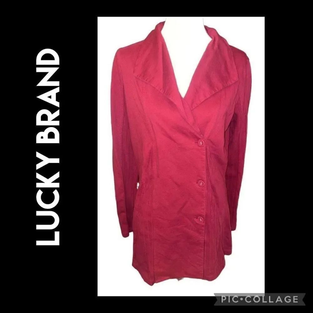 Lucky Brand Lucky Lotus M Daryn Wrap Jacket Cardigan Sweater Burgundy L-EUC
